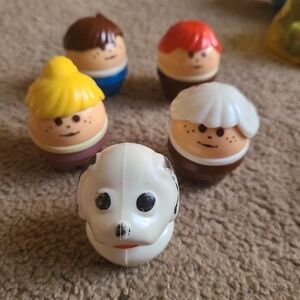 Classic Pull-Back Kids Toy Set with White Dog and Multicolor Figures